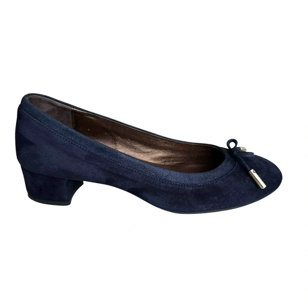 AGL Suede Shoes Navy Chunky Heel